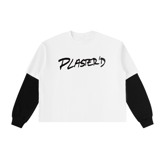Layered Contrast Sleeve Cotton T-Shirt